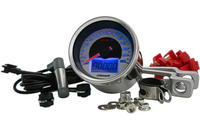 Snelheidsmeter Koso Analoog Chroom Chroom Wijzerplaat / Blauwe Verlichting / 0-260 Km/h