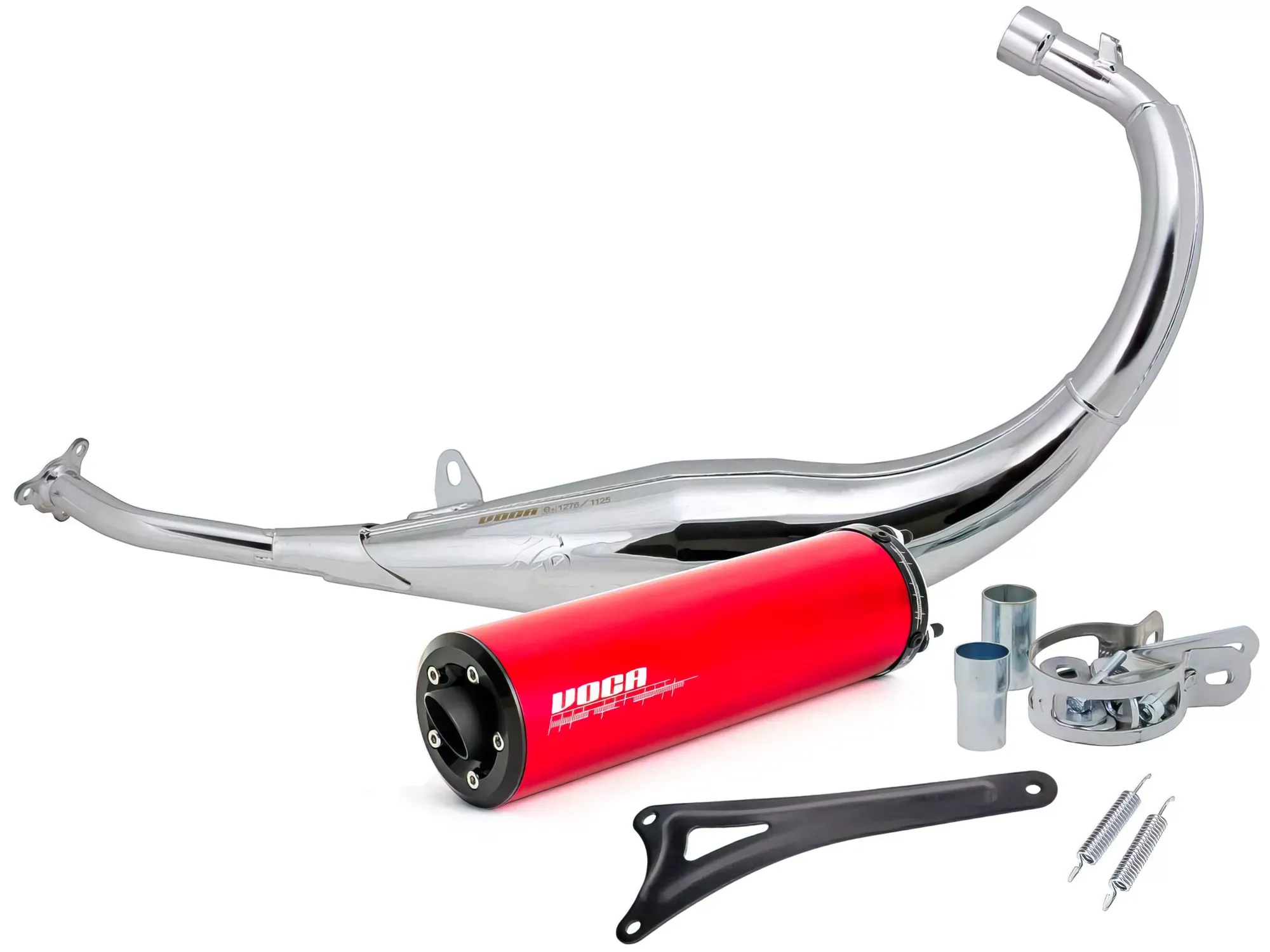 Uitlaat Voca 50/70CC (CE) Chroom / Rode Aluminum Geluiddemper Beta RR 2012