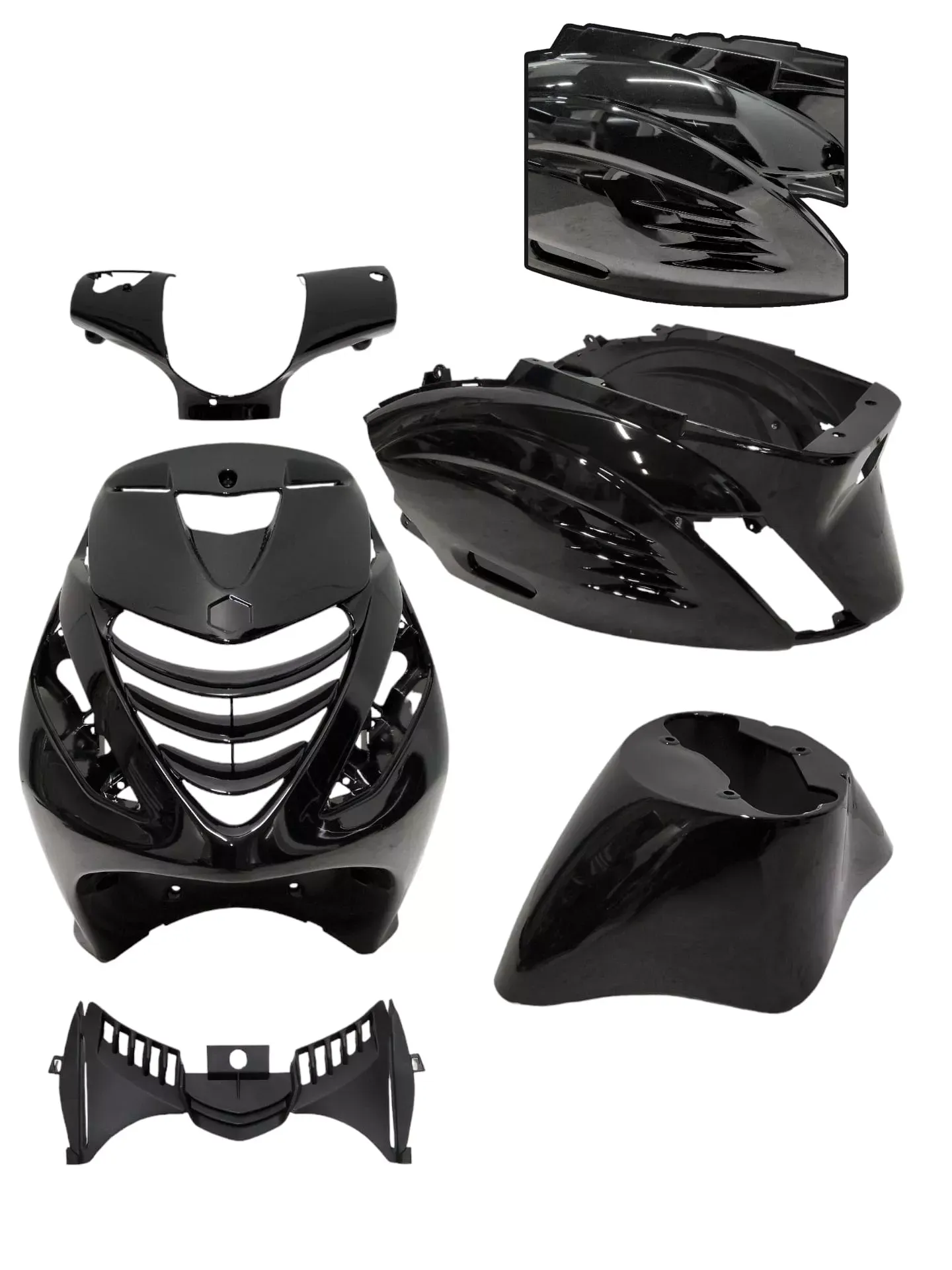 Kappenset RS-1 (zwart glans ) Piaggio Zip2000 Model SP 5-delig