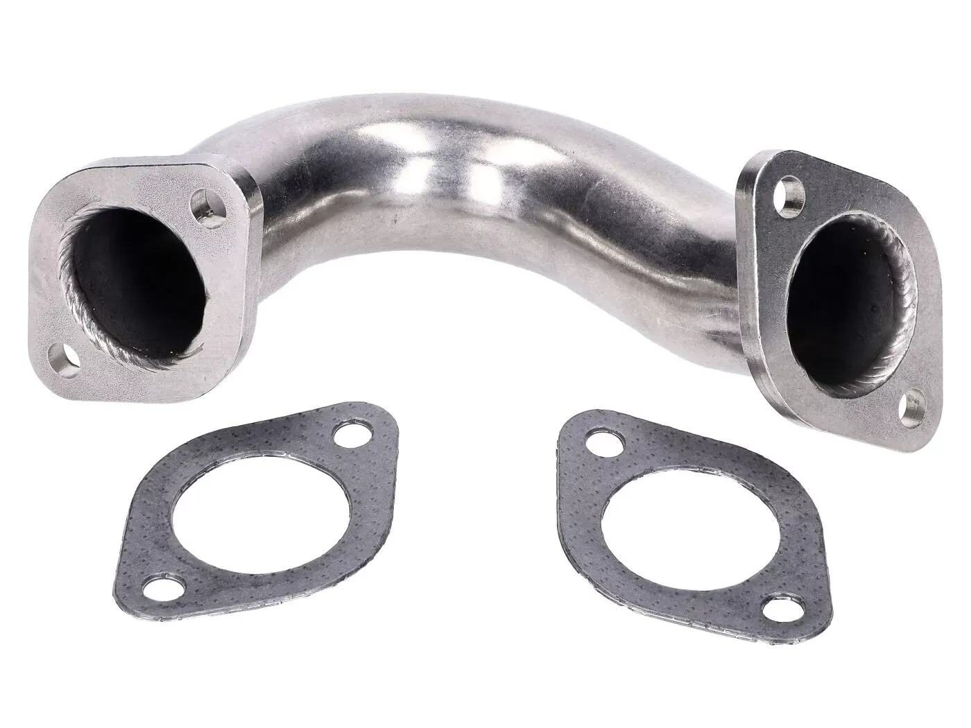 RVS uitlaatbocht  35mm voor Gilera Runner, Piaggio Hexagon, TPH, SKR, Italjet Dragster 125-180 2T