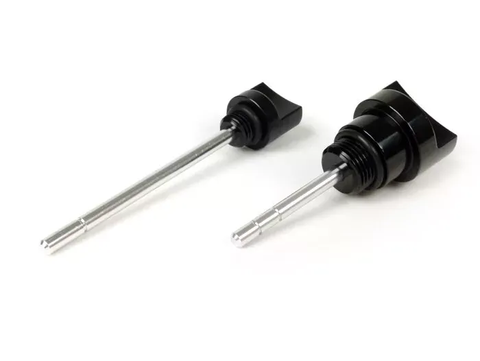 set olievuldoppen met peilstok  BGM pro, motorolie + versnellingsbakolie  piaggio leader/quasar   vespa et4, lx, lxv, s, gt, gts, gtv, gtl 125 300cc   zwart geanodiseerd