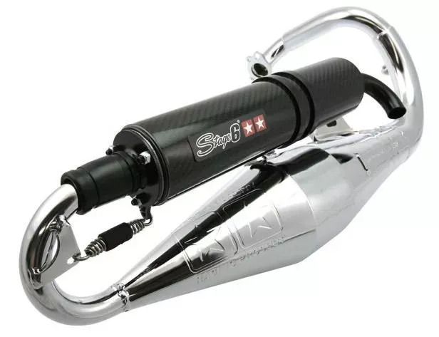 Stage6 uitlaat - Peugeot scooter - Verticaal - Model : Pro replica chroom, carbon demper