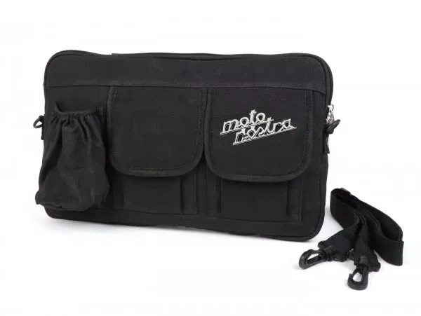 Tas Voor Bagageruimteklep (Incl. Bekerhouder) Moto Nostra Classic Waxed Canvas Geschikt Voor B.V. Vespa Lambretta Gtv Gts Hpe Supertech Touring  Zwart