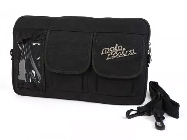 Tas Voor Bagageruimteklep (Incl. Gsm Hoesje (Tot 6,2 Inch Bijv. IPhone 11) Moto Nostra Classic Waxed Canvas  Geschikt Voor b.v. Vespa Lambretta Gtv Gts Hpe Supertech Touring  Zwart