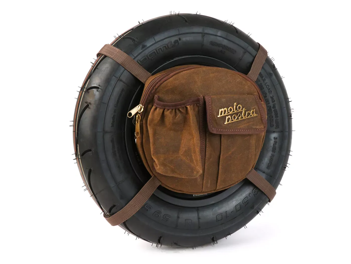 Tas Voor Reservewielhouder incl. Bekerhouder MOTO NOSTRA Classic 'Waxed Canvas' Geschikt Voor b.v. Vespa Lambretta Bruin