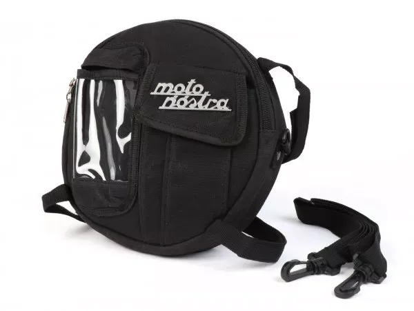 Tas Voor Reservewielhouder (Incl. Gsm-Hoesje (Tot 6,2 Inch, Bijv. IPhone 11) Moto Nostra Classic Waxed Canvas Geschikt Voor B V Vespa Lambretta  Zwart