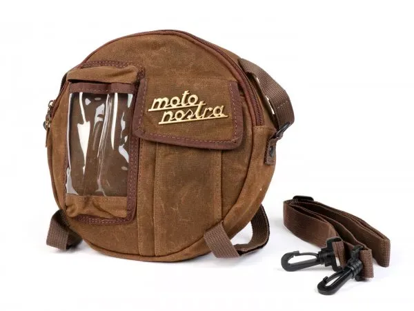 Tas Voor Reservewielhouder (Incl. Gsm Hoesje (Tot 6 2 Inch Bijv IPhone 11) Moto Nostra Classic Waxed Canvas Geschikt Voor B.V Vespa Lambretta  Bruin