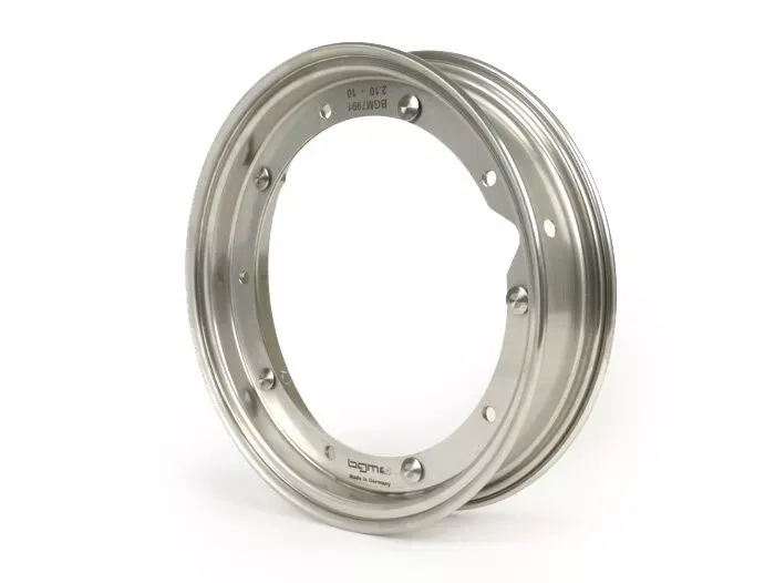 velg  BGM pro 2.10 10 inch  vespa (type px)   vespa smallframe v50, 50n, special, pv, et3, pk50 125 (s/xl/xl2), largeframe px, t5, sprint, rally, gt/ gtr, lml star, deluxe   roestvrij staal, 