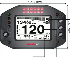 Snelheidsmeter  Multifunctionele Koso RS2