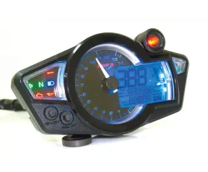 Snelheidsmeter / Tachometer Koso Digital RX1N-R Zwart Gezicht, Blauwe Verlichting / Street-Legal