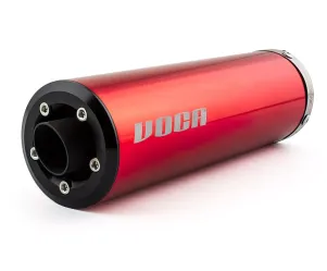 Voca RacingUitlaat 50/70CC Chroom / Rode Geluiddemper (CE) Minarelli AM6
