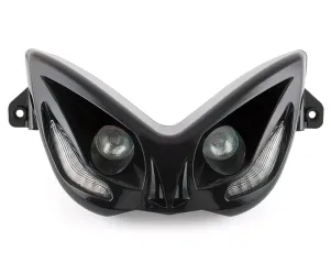 Koplamp Evo 2 Met Blauwe Leds MBK Nitro / Yamaha Aerox Zwart
