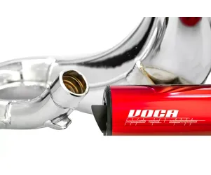 Uitlaat Voca Cross Verchroomd 50 / 70CC CE Rood Aprilia SX / Derbi DRD