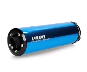 Voca Uitlaat 50/70CC Chroom / Blauw Aluminum Geluiddemper (CE) Derbi Senda Euro 2 / Euro 3