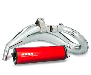 Uitlaat Voca Cross Verchroomd 50 / 70CC CE Rood Aprilia SX / Derbi DRD