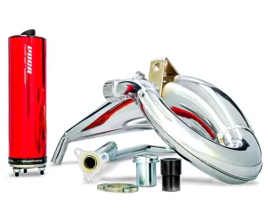 Uitlaat Voca Cross Verchroomd 50 / 70CC CE Rood Aprilia SX / Derbi DRD