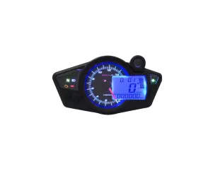 Snelheidsmeter / Tachometer Koso Digital RX1N-R Zwart Gezicht, Blauwe Verlichting / Street-Legal