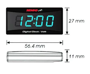 Tijd / Voltmeter Koso Mini Led  Zwart