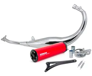 Uitlaat Voca 50/70CC (CE) Chroom / Rode Aluminum Geluiddemper Beta RR 2012