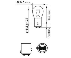 Lamp 12V 21/5W BAY15D (Achterlampje)