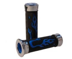 Handvatset Flame - Custom zwart, blauw en chrome
