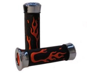 Handvatset Flame - Custom zwart, orange en chrome