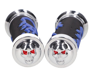 Handvatset Flame - Custom zwart, blauw en chrome