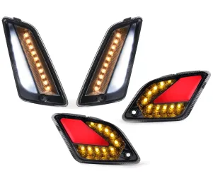 Knipperlichtset Voor Achter MOTO NOSTRA (-2014) dynamisch LED Volglicht Voorzijde Met Dagrijlicht en Achterzijde Met Positielicht (E-keurmerk) Gerookt