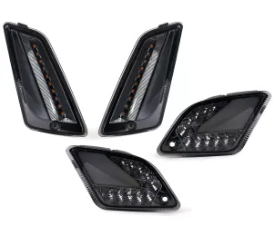 Knipperlichtset Voor Achter MOTO NOSTRA (2019-2022) Dynamisch LED  Volglicht Voorzijde Met Dagrijlicht Achterzijde Met Positielicht (E-keurmerk) Vespa GTS 125-300 HPE (2019-2022) Gerookt