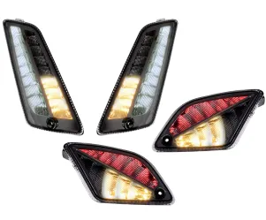 Knipperlichtset Voor Achter MOTO NOSTRA 2K22 (-2014) Dynamisch LED Vlglicht Voorzijde Met Dagrijlicht en Achterzijde Met Positielicht (E-keur) Vespa GT, GTL, GTV, GTS 125-300 Gerookt