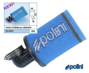 Luchtfilter Polini - 38 mm blauw