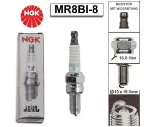 Bougie Piaggio Zip 4T 3v (iGet) Euro 4 injectie (NGK MR8BI-8)