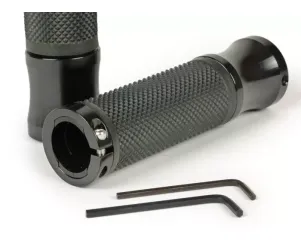 Paar Handvatten (paar) MOTO NOSTRA Alu Rub Ruitpatroon Vespa GT, GTL, GTS 125-200-250-300cc Ø 22,5-24mm, l=128mm Zwart