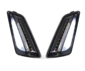 Paar Knipperlichten Voor MOTO NOSTRA (-2014) Dynamisch LED Sequentieel Licht Dagrijlicht (E-markering)  Vespa GT, GTL, GTV, GTS 125-300 Gerookt