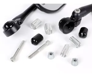 Paar spiegels -MOTO NOSTRA 1404 Aluminium CNC Stuuruiteinden  Matzwart