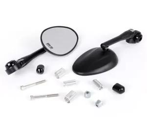 Paar Spiegels MOTO NOSTRA 1405 Aluminium CNC Ovaal Stuuruiteinden Matzwart