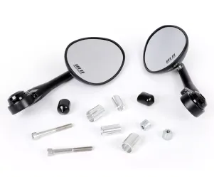 Paar Spiegels MOTO NOSTRA 1405 Aluminium CNC Ovaal Stuuruiteinden Matzwart