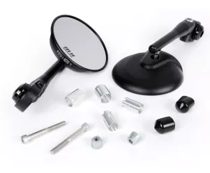 Paar Spiegels MOTO NOSTRA 1406 Aluminium CNC Rond Stuuruiteinden Matzwart