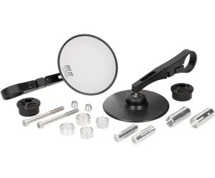 Paar Spiegels MOTO NOSTRA 1409 Aluminium CNC Ø=95mm Rond Stuuruiteinden Mat Zwart