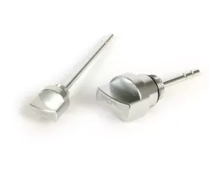 set olievuldoppen met peilstok  BGM pro, motorolie + versnellingsbakolie  piaggio leader/quasar   vespa et4, lx, lxv, s, gt, gts, gtv, gtl 125 300cc   zilver geanodiseerd