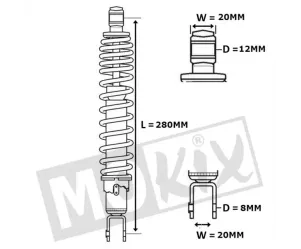 Schokbreker Honda / Peugeot - 280 mm - Wit