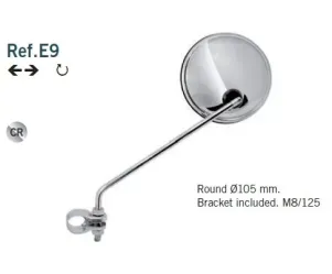 Spiegel Universeel Chroom Rond - M8x1.25