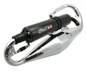 Stage6 uitlaat - Peugeot scooter - Verticaal - Model : Pro replica chroom, carbon demper