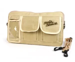 Tas Voor Bagageruimteklep (Incl. Gsm Hoesje (Tot 6,2 Inch Bijv. IPhone 11) Moto Nostra Classic Waxed Canvas Geschikt Voor B.V. Vespa Lambretta Gtv Gts Hpe Supertech Touring  Beige