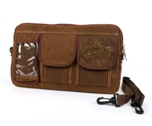 Tas Voor Bagageruimteklep (Incl. Gsm Hoesje (Tot 6,2 Inch Bijv. IPhone 11) Moto Nostra Classic Waxed Canvas Geschikt Voor B.V. Vespa Lambretta Gtv Gts Hpe Supertech Touring  Bruin