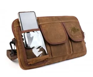 Tas Voor Bagageruimteklep (Incl. Gsm Hoesje (Tot 6,2 Inch Bijv. IPhone 11) Moto Nostra Classic Waxed Canvas Geschikt Voor B.V. Vespa Lambretta Gtv Gts Hpe Supertech Touring  Bruin