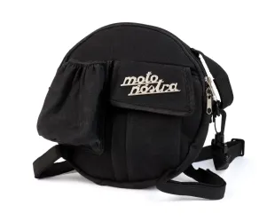 Tas Voor Reservewielhouder (incl. Bekerhoud MOTO NOSTRA Classic 'Waxed Canvas' Geschikt Voor b.v. Vespa, Lambretta Zwart