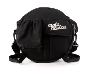 Tas Voor Reservewielhouder (incl. Bekerhoud MOTO NOSTRA Classic 'Waxed Canvas' Geschikt Voor b.v. Vespa, Lambretta Zwart