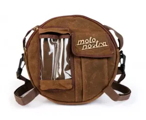 Tas Voor Reservewielhouder (Incl. Gsm Hoesje (Tot 6 2 Inch Bijv IPhone 11) Moto Nostra Classic Waxed Canvas Geschikt Voor B.V Vespa Lambretta  Bruin