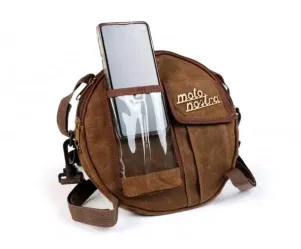 Tas Voor Reservewielhouder (Incl. Gsm Hoesje (Tot 6 2 Inch Bijv IPhone 11) Moto Nostra Classic Waxed Canvas Geschikt Voor B.V Vespa Lambretta  Bruin